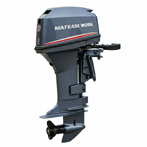 Modern high-performance outboard motor engine on a boat